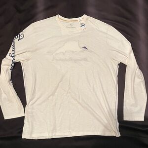 Tommy Bahama Cream Long Sleeve Shirt with Blue Accents